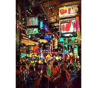 Crowded Cityscape at Night XL Giant Panel Poster (8 Sections) Paysage urbain Nuit Affiche