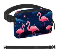 Crowds of Pink Flamingos-747 Sac banane unisexe de style : sacs banane tendance, sacs à bandoulière sport minces à la mode pour jogging, randonnée, randonneur, femme, homme, multicolore, 4 x 23 x 15