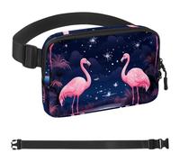 Crowds of Pink Flamingos-768 Sac banane unisexe de style : sacs banane tendance, sacs à bandoulière sport minces à la mode pour jogging, randonnée, randonneur, femme, homme, multicolore, 4 x 23 x 15