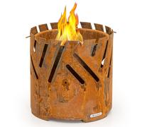 Crown 3-en-1 brasero Ø 46 cm résistant à l'eau et au gel avec plaque de cuisson, grille et planche en bambou