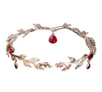 Crown Bridal Rhinestone Waterdrop Leaf Hair Accessories Romantic Head Accessories for Women pour les occasions spéciales et les festivals(Red)