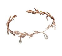 Crown Bridal Rhinestone Waterdrop Leaf Hair Accessories Romantic Head Accessories for Women pour les occasions spéciales et les festivals(Rose Gold)