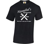 Crown Designs Hannibals Restaurant Horror Film Inspired Gift for Men & Teenagers T-Shirts Tops Black Manches Courtes(3X-Large)