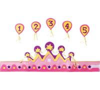 Folat Couronne en carton Anniversaire d'enfant Lot de 10 Forme chiffres Rose/Jaune
