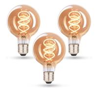 CROWN LED Lot de 3 ampoules décoratives vintage, blanc chaud, E27, classe E, équivalent à une ampoule de 38 W, idéales pour maison, hôtel, restaurant, résistant aux chocs, 14,2 x 6,4 cm, EL0018