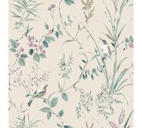 Crown M1554 Mariko Papier peint Bleu sarcelle/prune