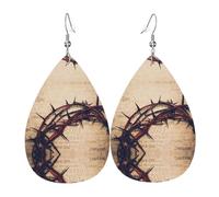 Crown Of Thorns Boucles d'oreilles en cuir pour femme Motif goutte d'eau Tendance Léger Usage quotidien Fête Date, taille unique, Cuir