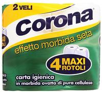 Crown - Papier toilette, en souple pure ouate de cellulose, 2 plis, effet souple soie - 4 rouleaux