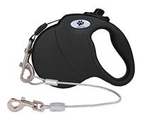CROWN PAWS Laisse rétractable de 4,9 m pour Chiens de Grande Race pesant jusqu'à 50 kg avec Une rallonge Amovible Anti-Mastication (Noir L)