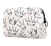 Crown Princess Trousse à cosmétiques beige pour femme, trousse de toilette de voyage, grande pochette de maquillage pratique avec fermeture éclair, multicolore, 18.5x7.5x13cm/7.3x3x5.1in, Trousse de