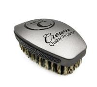 Crown Quality Products 360 Sport Wave Caesar 2.0 Brosse à cheveux en poils de sanglier, taille moyenne, gris fumé - Poignée antidérapante, design étanche - La brosse ultime à ondes 360