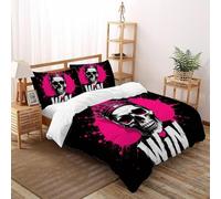 Crown Skull Parure De Lit Art Housse De Couette 3 Pièces Décor De Chambre en Microfibre Couple 2 Taie d'oreiller Super King（260x220cm）