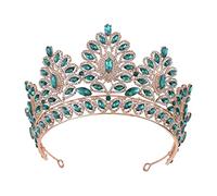 Crown, Tiara, Prom Queen Crown Quinceanera Pageant Crowns Princess Crown Rinestone Crystal Bridal Crown Tiaras for Women (Golden Olive Green Crown)