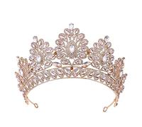 Crown, Tiara, Prom Queen Crown Quinceanera Pageant Crowns Princess Crown Rinestone Crystal Bridal Crown Tiaras for Women (Golden Champagne Crown)