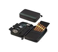 Crown & Tiger Étui à cigares en cuir véritable - Sac de voyage fait main - Étui pour 5 cigares avec 3 poches latérales et 2 passants pour stylo et porte-cigares - Édition vintage (Green Lantern)