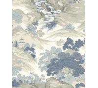 Crown Wallcoverings M1190 Papier peint Motif paysage oriental Bleu