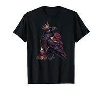 Crowned Raven Dark Romance Gothic Bordeaux Rose et Bougie T-Shirt Graphique avec Valeur