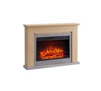 CrownFlame cheminée électrique Typhon | Foyer électrique sur Pieds avec Effet de Flammes 3D | Chauffage 2000W, éclairage LED | Cheminée de Sol avec télécommande, minuteur & Thermostat | Marron Clair