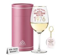 CROWNLY CRYSTAL® 1976 Cadeau 50 Ans Femme Verre À Vin Personnalisé Décoration Anniversaire Coffret Cadeau Anniversaire Femme Amie