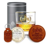 CROWNLY CRYSTAL® 1976 Cadeau 50 Ans Homme Verre à Whisky Personnalisé Anniversaire Cadeau Unique Grand Père Papi Décoration Premium