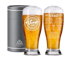 CROWNLY CRYSTAL® Retour en 1946 Cadeau 80 Ans Homme Verre à Bière Personnalisé Anniversaire 80 Ans Verre Bière 20oz Vintage Édition Limitée Coffret Cadeau
