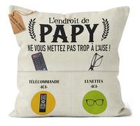 CROWNLY® Housse de Coussin Personnalisée Papy 45x45 cm Le Meilleur Papy du Monde Idée Cadeau Anniversaire Homme