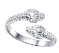 CrownOfRibbons Bague Serpent argentée, Unisexe réglable, Bijoux Serpent dans Un Sac Cadeau