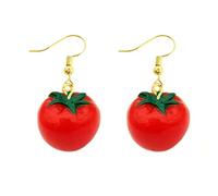 CrownOfRibbons Boucles d'oreilles Tomate, Bijoux de Style Dangle dans Un Sac Cadeau en Organza