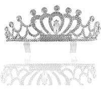 Crowns for Women Silver - Tiaras and Crowns for Women Wedding, Princess Crystal Tiara Crown, Bandband Accessoires pour le concours d'anniversaire Prom Prom Bridal Party