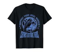Crows Before Bros soutient Votre Meurtre Local | Funny Gothic T-Shirt Graphique avec Valeur, Homme, Noir, S