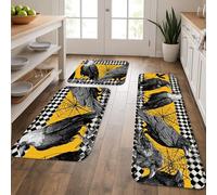 Crows Lot de 3 tapis de cuisine doux pour sol, motif oiseau noir, vintage, gothique, rembourré, lavable, antidérapant pour cuisine, évier, buanderie, salle de bain