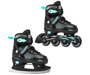 CROXER Optima - Roller en Ligne - Patin à Glace 2 en 1 - Pointure réglable modifiable Ajustable Homme Femme Enfant Transformable Adulte garçon Fille Rollers