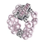 Croyance avec perles artificielles - Bande élastique en acier inoxydable - Unisexe - Paire de bagues crucifix, comme décrit