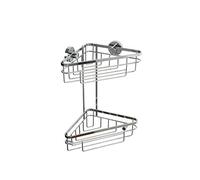 Croydex Brockham Flexi Fix Panier de Douche d'angle en Acier Durable à Deux Niveaux avec 3 façons d'installer des vis ou de la Colle, propriétés antirouille avec Finition chromée, Convient pour Les