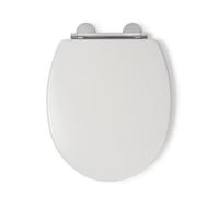 Croydex Flexi-Fix Kielder Siège de Toilette Universel à adhérence renforcée, Bois Dense, Blanc, 43 x 36.8 x 6 cm