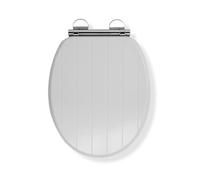 Croydex Flexi-Fix Kielder Siège de Toilette Universel à adhérence renforcée, Bois Dense, Blanc, 45.5 x 37.5 x 6 cm