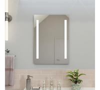 Croydex Horton Miroir de Salle de Bain avec lumières - Facile à Installer - Miroir de Salle de Bain LED à Piles avec Tous Les Accessoires de Montage Inclus, Deux Bandes Lumineuses, Interrupteur