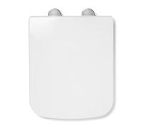 Croydex Leven Siège de toilette carré à fermeture douce, design moderne, nylon durable et ABS chromé, charnières réglables pour toilettes standard, action de fermeture douce, libération rapide,