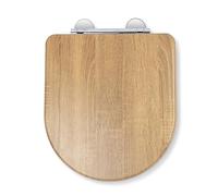 Croydex Levico Flexi-Fix Abattant WC en forme de D avec fermeture amortie - Bouton de libération rapide pour un nettoyage facile et charnières réglables avec fixations supérieures et inférieures