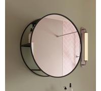 Croydex Miroir Mural Circulaire en Acier avec étagères Noir Mat 500 mm