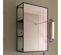 Croydex Miroir Mural rectangulaire avec étagères Noir Mat 600 x 400 mm