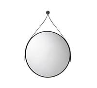 Croydex Miroir Suspendu Rond Aspect Cuir Noir - Noir - avec système de Verrouillage Hang n Lock