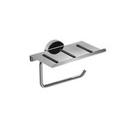 Croydex Pendle Porte-Rouleau de Papier Toilette avec étagère antidérapante, Support de Rouleau de Papier Toilette chromé, sans perçage, vis d'installation ou Colle, Accessoires de Salle de Bain