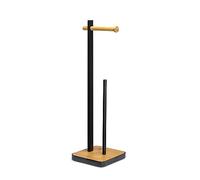 Croydex Porte-Papier Toilette autoportant Noir Mat et Bambou