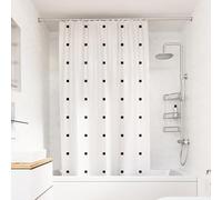Croydex Rideau de Douche Blanc à Pois Noirs - 100% Polyester avec Ourlet lesté, Lavable en Machine et revêtement Hydrofuge Proseal 1800 x 1800 mm