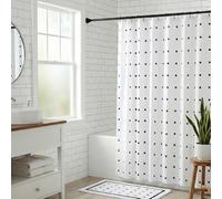 Croydex Rideau de Douche Blanc à Pois Noirs - 100% Polyester avec Ourlet lesté, Lavable en Machine et revêtement Hydrofuge Proseal 1800 x 1800 mm