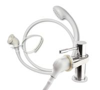 Croydex Secura Pomme de douche et tuyau - Fixation simple à installer pour robinets de baignoire avec tuyau de 1750 mm de long, sangles pour sécuriser, buse de nettoyage et compatible avec les