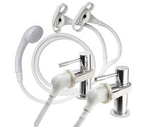 Croydex Secura Pomme de douche et tuyau pour robinets, longueur du tuyau 1750 mm, convient aux systèmes haute et basse pression, raccord de douche, compatible avec la plupart des robinets de lavabo
