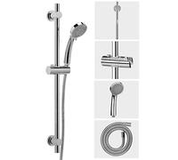 Croydex Set de Douche 3 Jets avec douchette/Flexible/Colonne de Douche Chrome