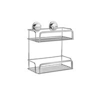 Croydex Stick 'N' Lock Étagère de Douche à Deux étages - Solution de Rangement pour Salle de Bain sans perçage, Autocollant - Accessoire de Salle de Bain chromé élégant, Facile à Nettoyer